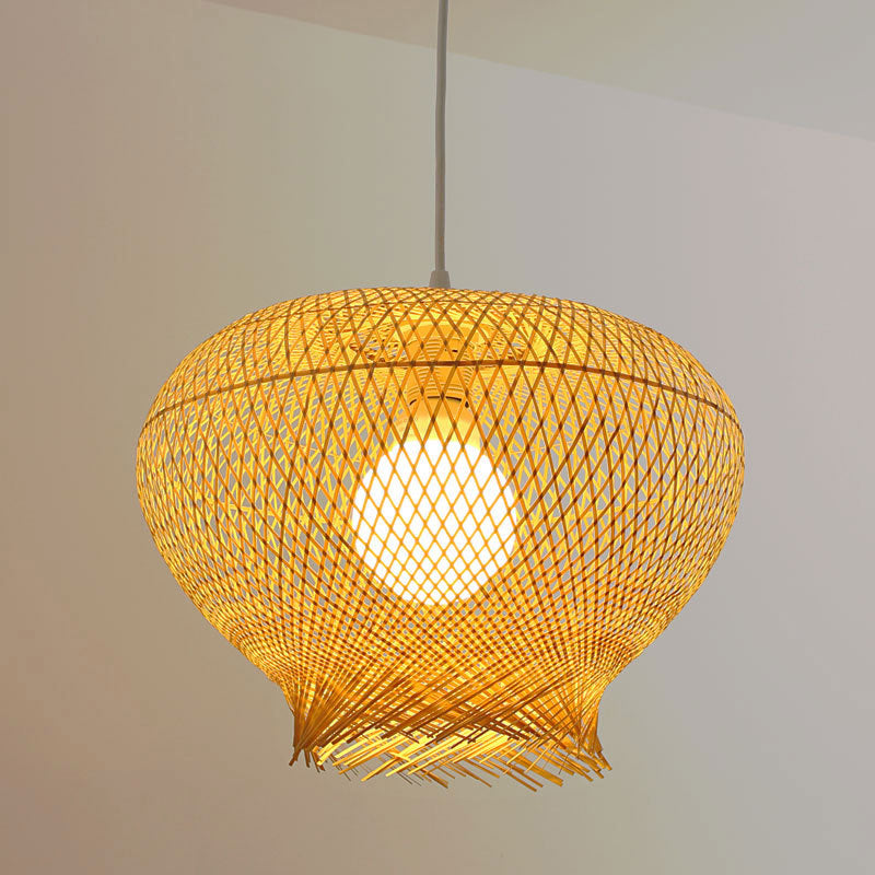 Modern Nest Shaped Pendant Lighting Bamboo 1 Light Dining Room Hanging Ceiling Light in Beige Clearhalo 'Ceiling Lights' 'Modern Pendants' 'Modern' 'Pendant Lights' 'Pendants' Lighting' 297969