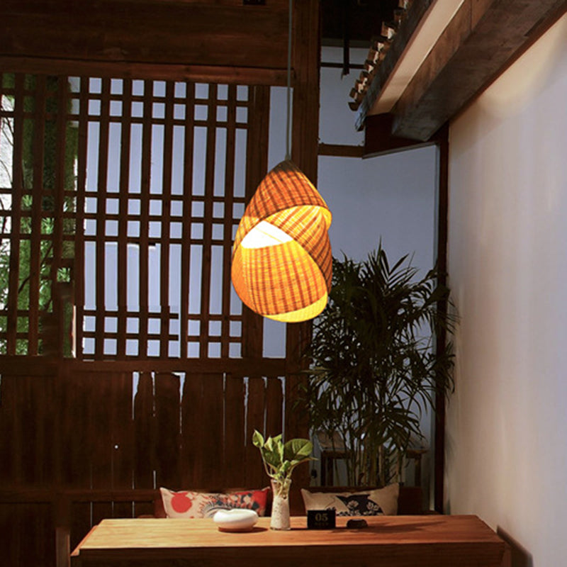 Twist Bamboo Hanging Light Modern 8.5