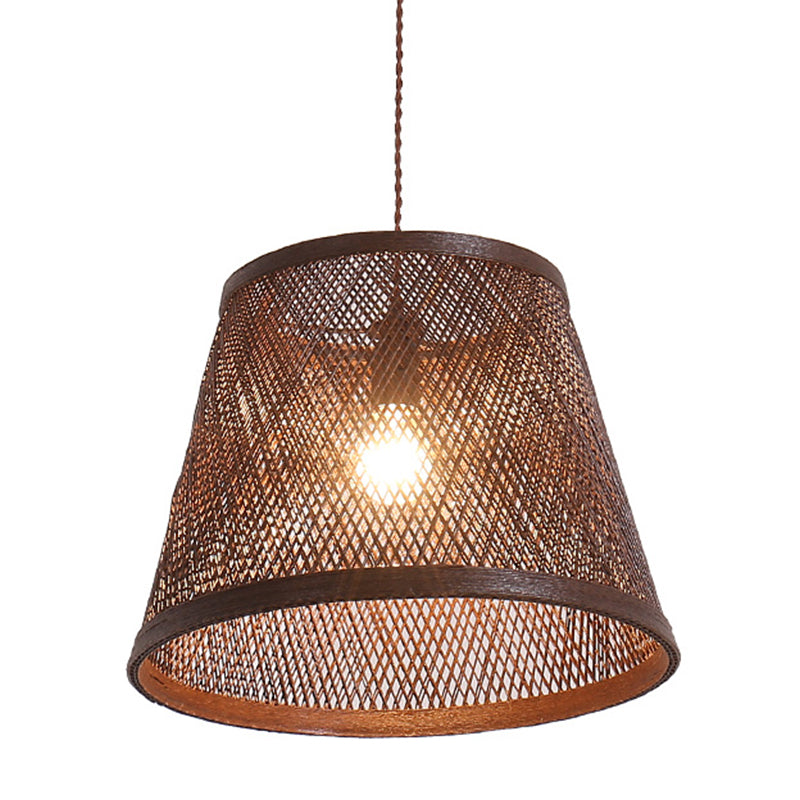 Cone Suspension Pendant Modern Rattan 1 Light Brown Hanging Light Kit for Dining Room Clearhalo 'Ceiling Lights' 'Modern Pendants' 'Modern' 'Pendant Lights' 'Pendants' Lighting' 298084