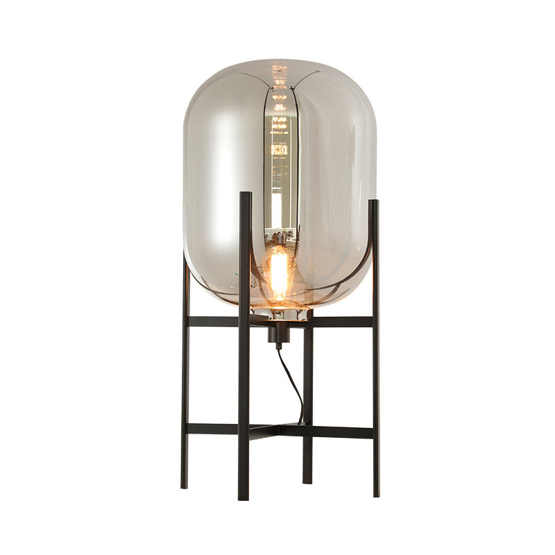 Bubble Desk Lamp Contemporary Amber/Smoke Gray Glass 10.5