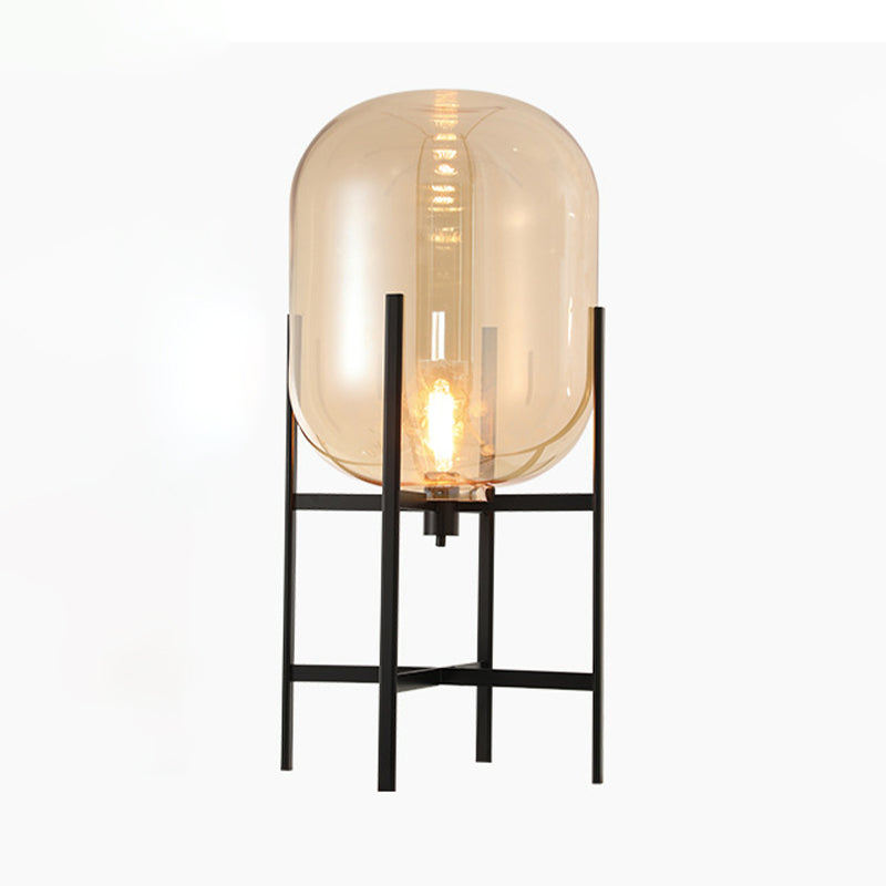 Bubble Desk Lamp Contemporary Amber/Smoke Gray Glass 10.5