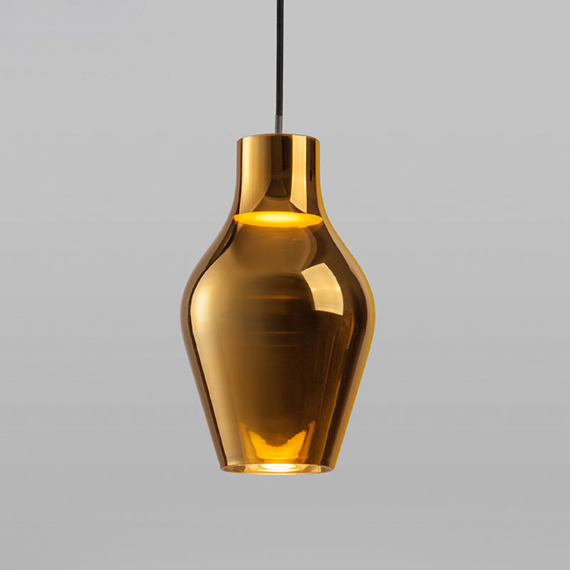 Urn Hanging Light Contemporary Gold Glass 1 Head Pendant Lighting Fixture, 6.5