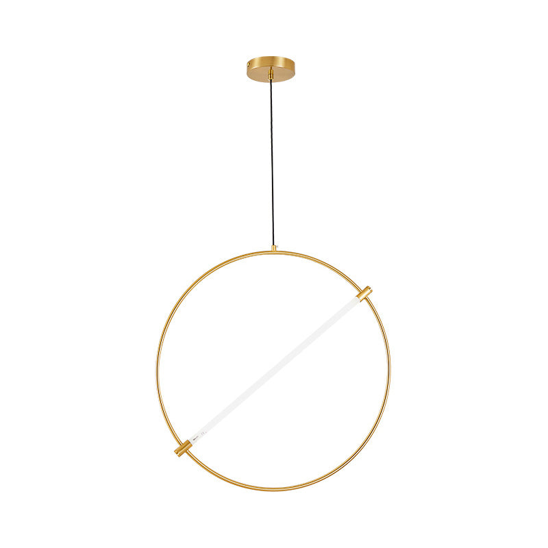 Circle Hanging Light Minimalist Metal 1 Head Gold Suspended Lighting Fixture, 16