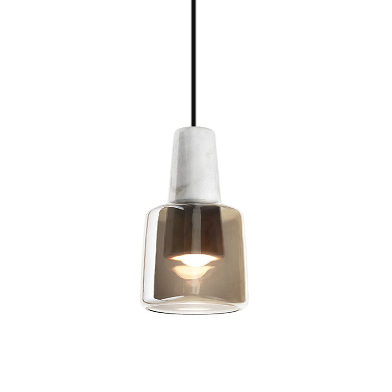 Urn Bedroom Pendant Light Smoke Gray Glass 1 Head Contemporary Suspended Lighting Fixture Clearhalo 'Ceiling Lights' 'Glass shade' 'Glass' 'Modern Pendants' 'Modern' 'Pendant Lights' 'Pendants' Lighting' 302790