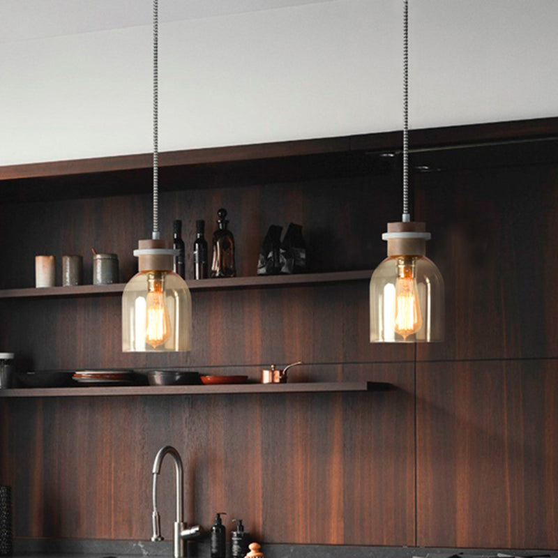 Urn Ceiling Light Contemporary Amber Glass 1 Head Kitchen Pendant Lighting Fixture Clearhalo 'Ceiling Lights' 'Glass shade' 'Glass' 'Modern Pendants' 'Modern' 'Pendant Lights' 'Pendants' Lighting' 302798