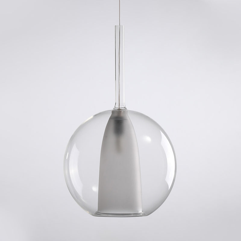 Spherical Hanging Lighting Modernism Smoke Gray/Clear Glass 1 Bulb Ceiling Pendant Light, 6