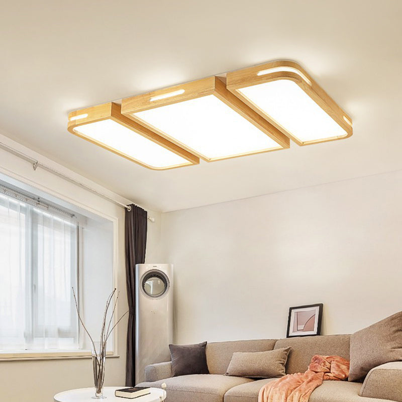 Ultra Thin Rectangle Wooden Ceiling Lamp Modernity 35.5