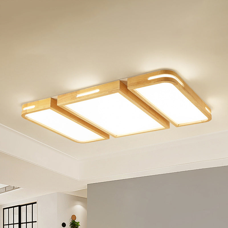 Ultra Thin Rectangle Wooden Ceiling Lamp Modernity 35.5