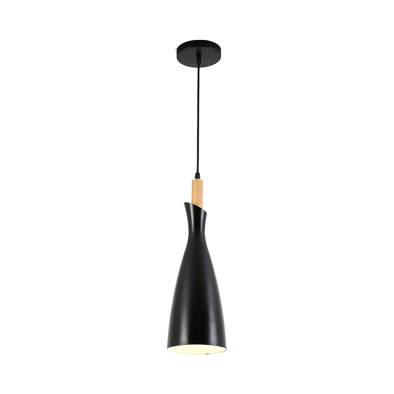 Tapered Kitchen Hanging Pendant Light Metal 1 Head Minimalist Down Lighting in Black/White/Grey Clearhalo 'Ceiling Lights' 'Modern Pendants' 'Modern' 'Pendant Lights' 'Pendants' Lighting' 313160