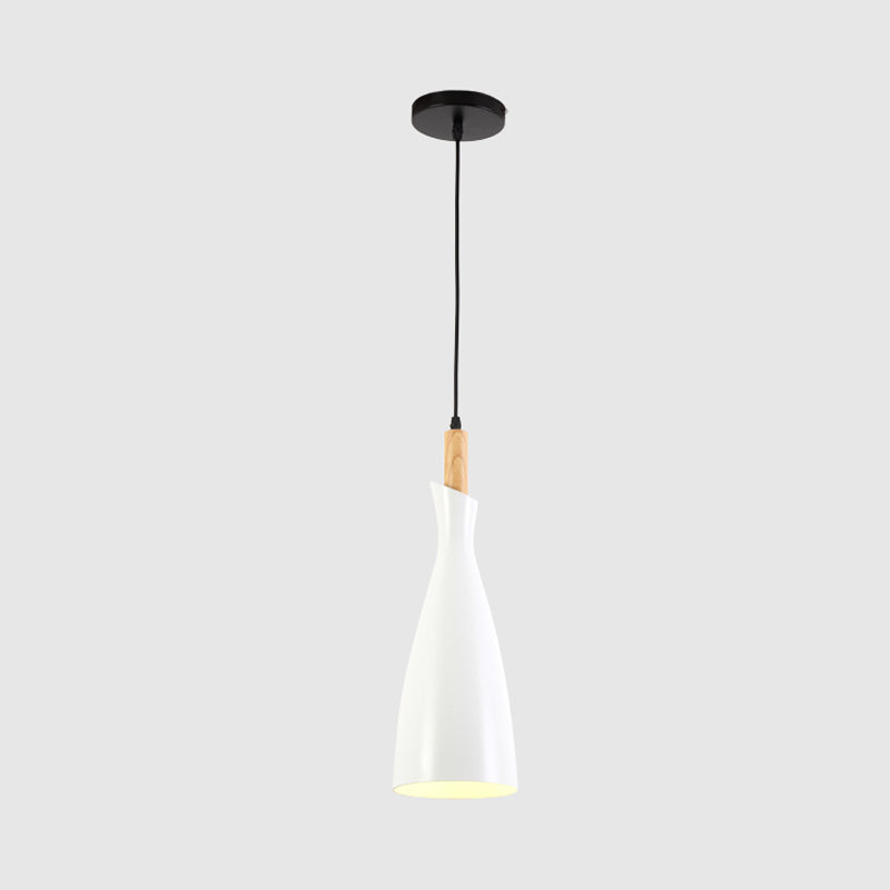 Tapered Kitchen Hanging Pendant Light Metal 1 Head Minimalist Down Lighting in Black/White/Grey Clearhalo 'Ceiling Lights' 'Modern Pendants' 'Modern' 'Pendant Lights' 'Pendants' Lighting' 313163