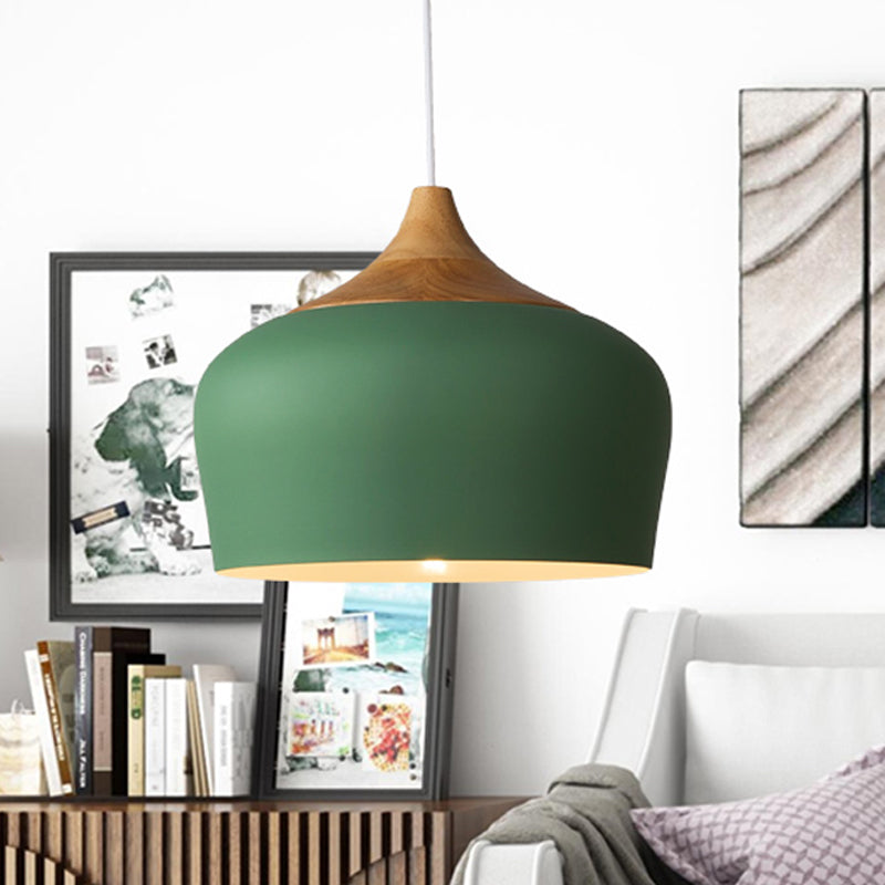 Pink/Green Domed Shaped Pendant Light Fixture Modern Style 12