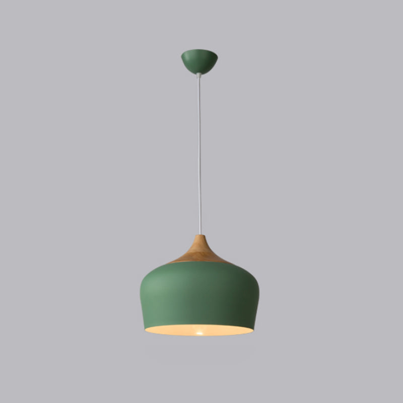 Pink/Green Domed Shaped Pendant Light Fixture Modern Style 12