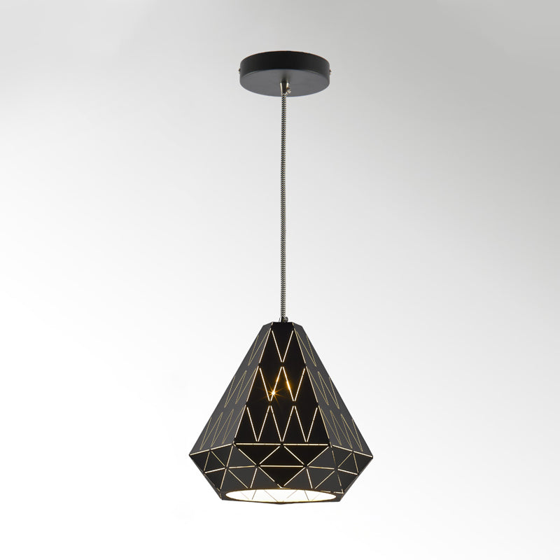 Metal Diamond Pendant Lighting Fixture Modern Stylish 1 Light Suspension Light in Black Clearhalo 'Ceiling Lights' 'Modern Pendants' 'Modern' 'Pendant Lights' 'Pendants' Lighting' 313246