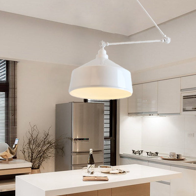 Modern Dome Pendant Light Fixture Metal 1 Light Dining Room Down Lighting in White Clearhalo 'Ceiling Lights' 'Modern Pendants' 'Modern' 'Pendant Lights' 'Pendants' Lighting' 313248