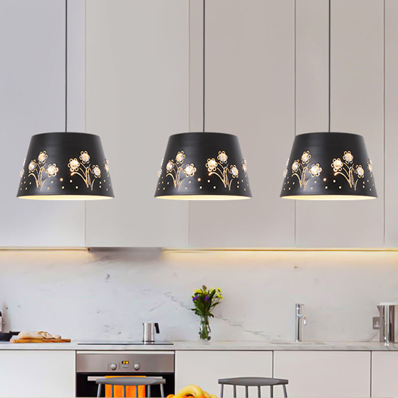 Metal Drum Shaped Hanging Ceiling Light Contemporary 1 Light Black Down Lighting Clearhalo 'Ceiling Lights' 'Modern Pendants' 'Modern' 'Pendant Lights' 'Pendants' Lighting' 313299