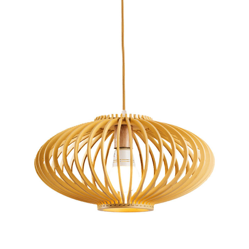 Chinese 1 Head Ceiling Lighting Wood Lantern Hanging Light Fixture with Bamboo Shade Clearhalo 'Ceiling Lights' 'Pendant Lights' 'Pendants' Lighting' 313483