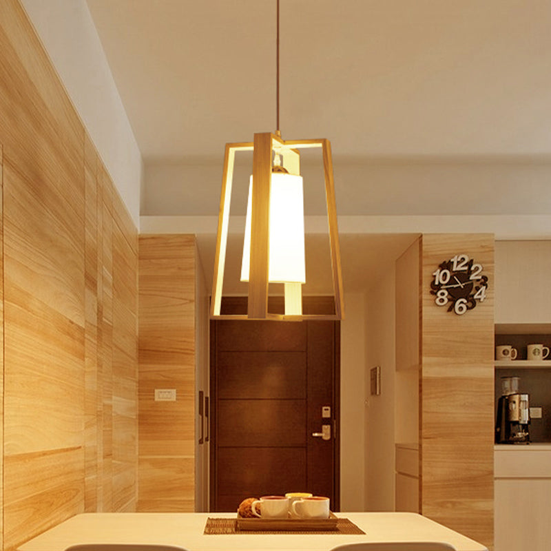 Trapezoid Pendant Light Asia Wood 10