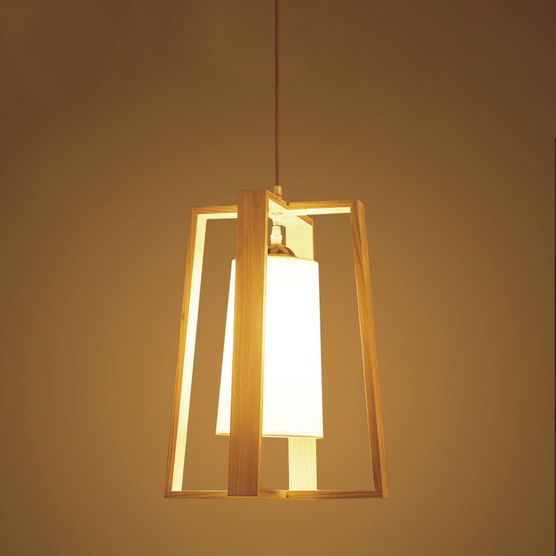 Trapezoid Pendant Light Asia Wood 10