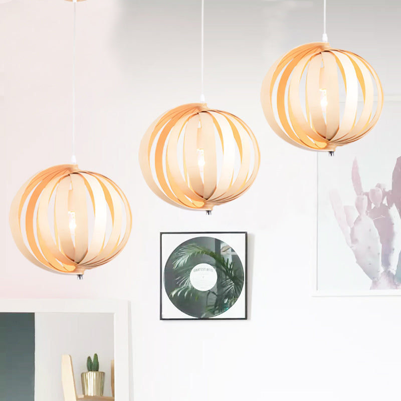 Globe Hanging Lighting Japanese Wood 14