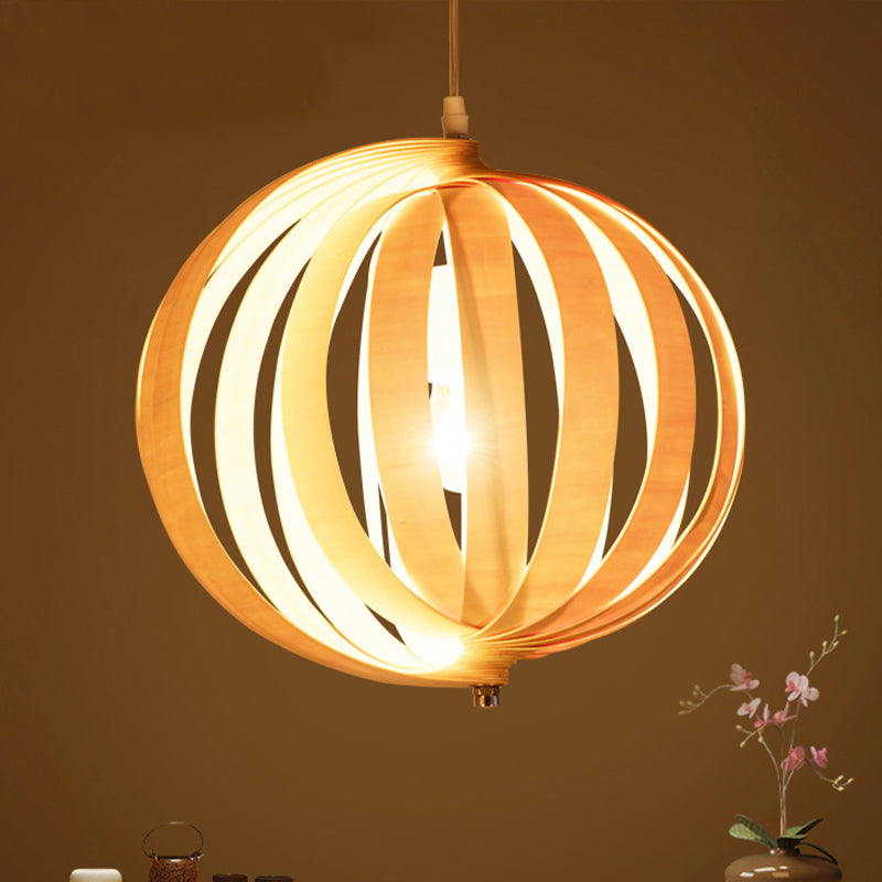 Globe Hanging Lighting Japanese Wood 14