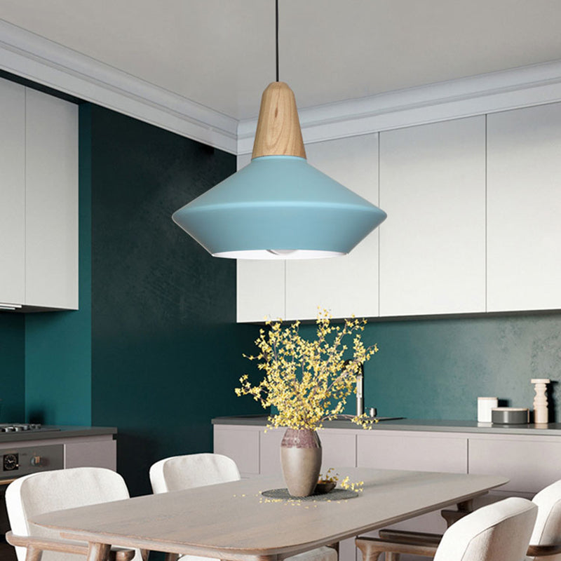 Metal Urn Pendant Light Modernist 1 Bulb Ceiling Suspension Lamp in Blue/Grey for Dining Room Blue Clearhalo 'Ceiling Lights' 'Modern Pendants' 'Modern' 'Pendant Lights' 'Pendants' Lighting' 313752