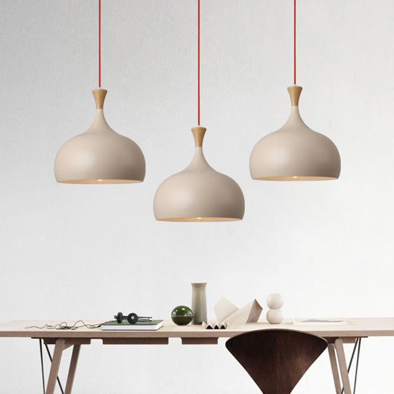 Bowl Ceiling Lamp Modernism Metal 1 Head Brown Hanging Light Fixture with Wood Cap Clearhalo 'Ceiling Lights' 'Modern Pendants' 'Modern' 'Pendant Lights' 'Pendants' Lighting' 313765