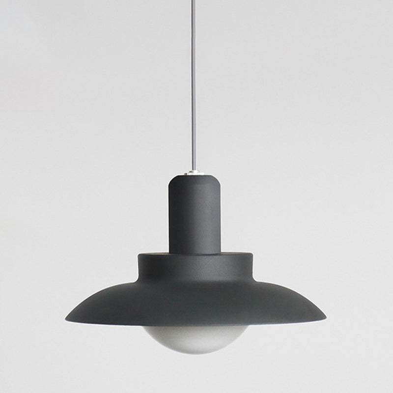 Flat Hanging Light Modernist Metal 1 Head Grey Suspended Lighting Fixture in Warm/White Light Clearhalo 'Ceiling Lights' 'Modern Pendants' 'Modern' 'Pendant Lights' 'Pendants' Lighting' 313785