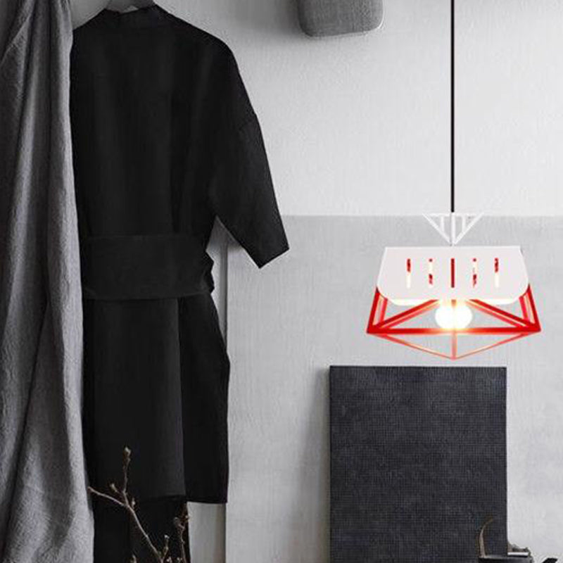 Metal Geometric Pendant Lighting Modernist 1 Head Black/Red Hanging Light Fixture for Bedroom Clearhalo 'Ceiling Lights' 'Modern Pendants' 'Modern' 'Pendant Lights' 'Pendants' Lighting' 313791