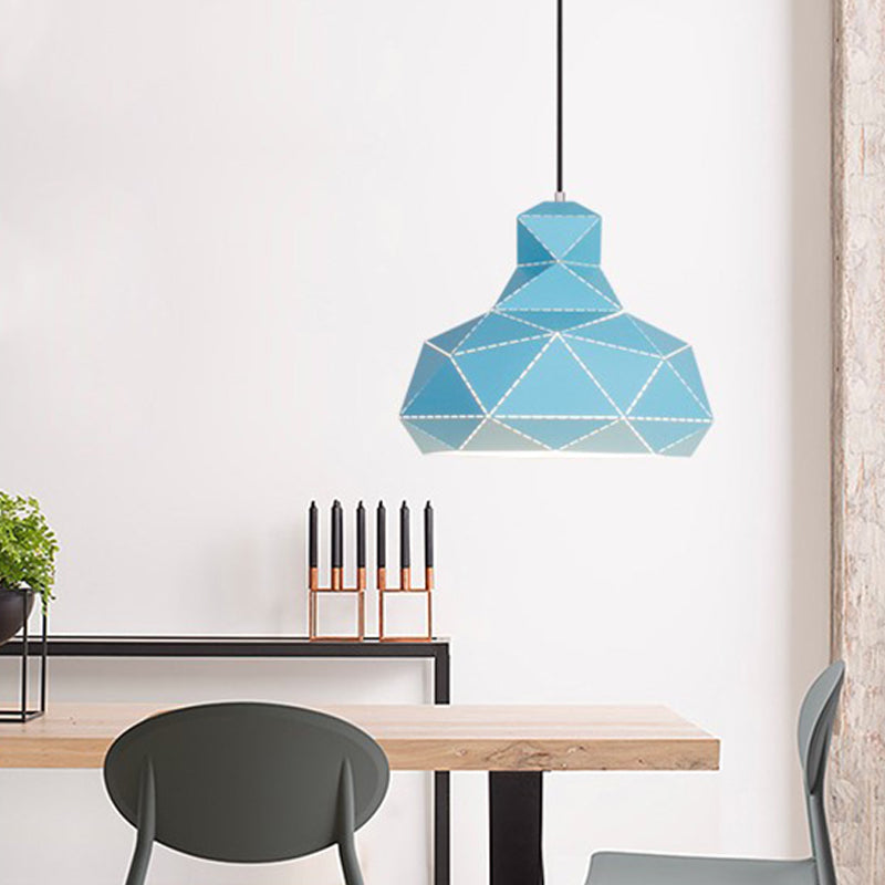 Hat Ceiling Lighting Contemporary Metal 1 Head White/Pink/Blue Suspension Pendant Light, 12