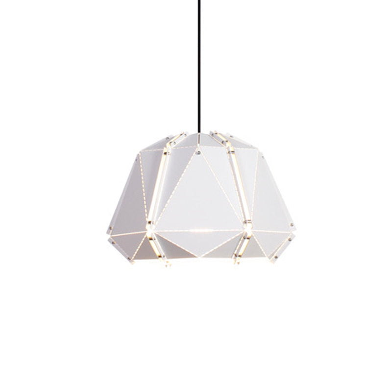 Geometric Metal Hanging Light Modernism 1 Head White/Pink Suspended Lighting Fixture for Bedroom Clearhalo 'Ceiling Lights' 'Modern Pendants' 'Modern' 'Pendant Lights' 'Pendants' Lighting' 313865