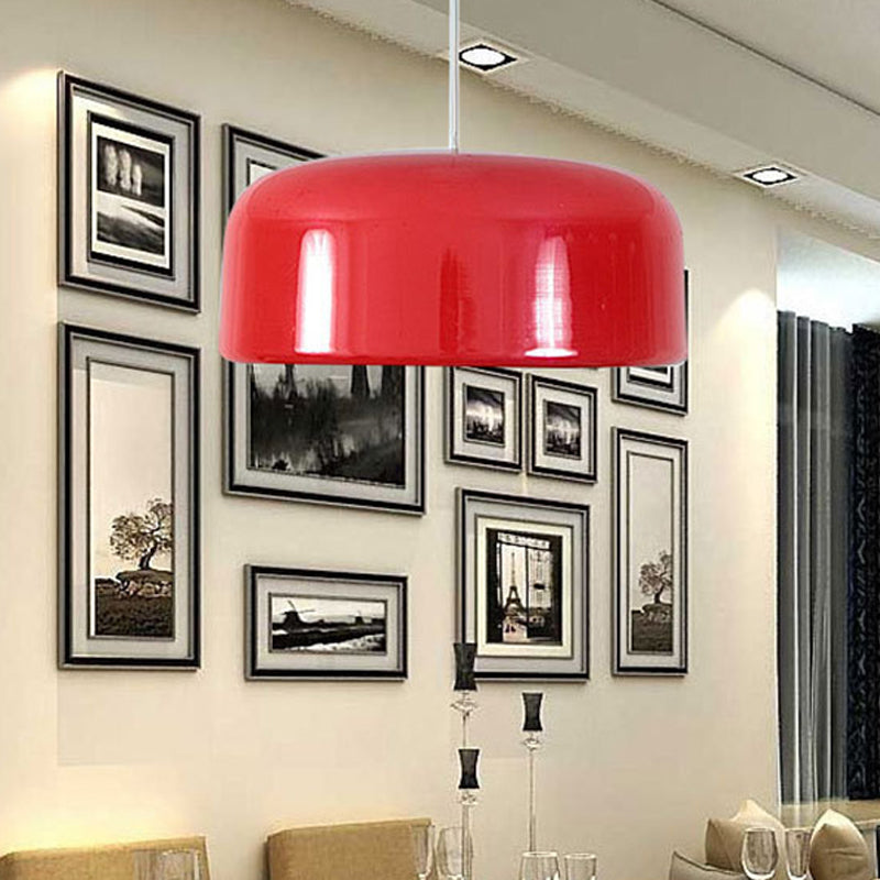 Round Ceiling Lighting Contemporary Metal 1 Bulb Red Hanging Light Fixture, 14