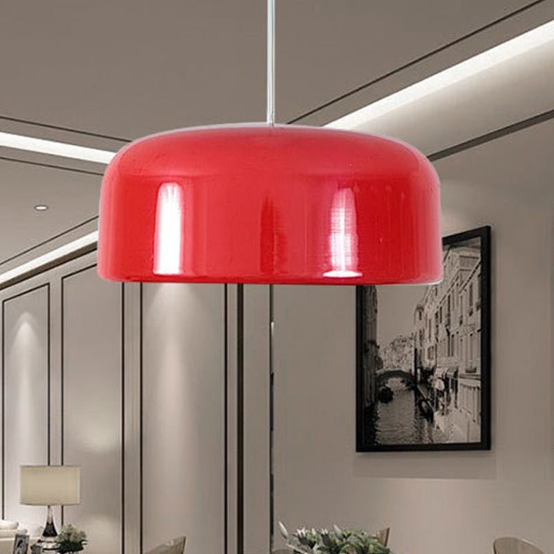 Round Ceiling Lighting Contemporary Metal 1 Bulb Red Hanging Light Fixture, 14