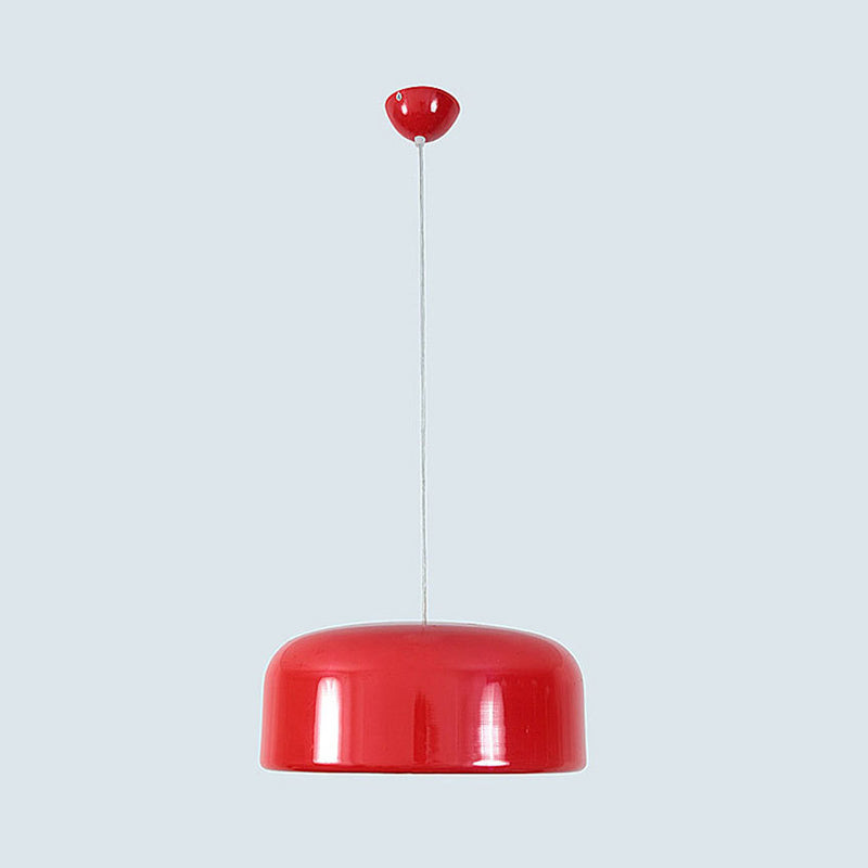 Round Ceiling Lighting Contemporary Metal 1 Bulb Red Hanging Light Fixture, 14