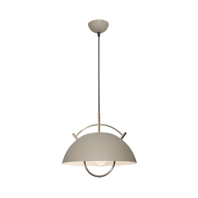 Metal Bowl Down Lighting Macaron 1 Head Blue/White/Khaki Hanging Ceiling Light with Handle Clearhalo 'Ceiling Lights' 'Modern Pendants' 'Modern' 'Pendant Lights' 'Pendants' Lighting' 313895