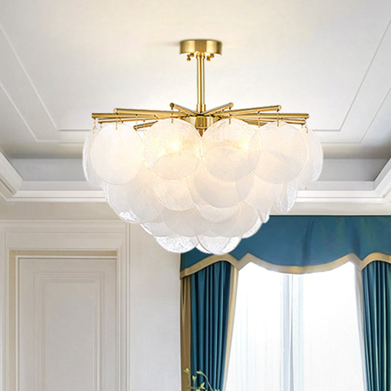 Tapered Living Room Semi Flush Light Fixture Seeded Crystal 4 Heads Postmodern Ceiling Lamp in Gold Clearhalo 'Ceiling Lights' 'Close To Ceiling Lights' 'Close to ceiling' 'Semi-flushmount' Lighting' 314085