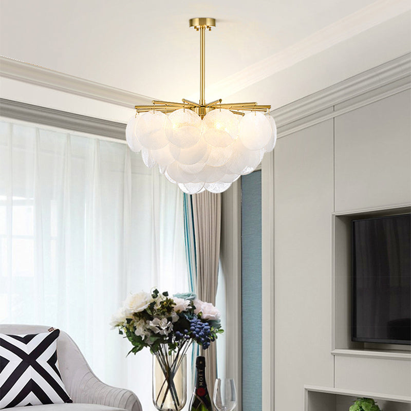 Tapered Living Room Semi Flush Light Fixture Seeded Crystal 4 Heads Postmodern Ceiling Lamp in Gold Clearhalo 'Ceiling Lights' 'Close To Ceiling Lights' 'Close to ceiling' 'Semi-flushmount' Lighting' 314086