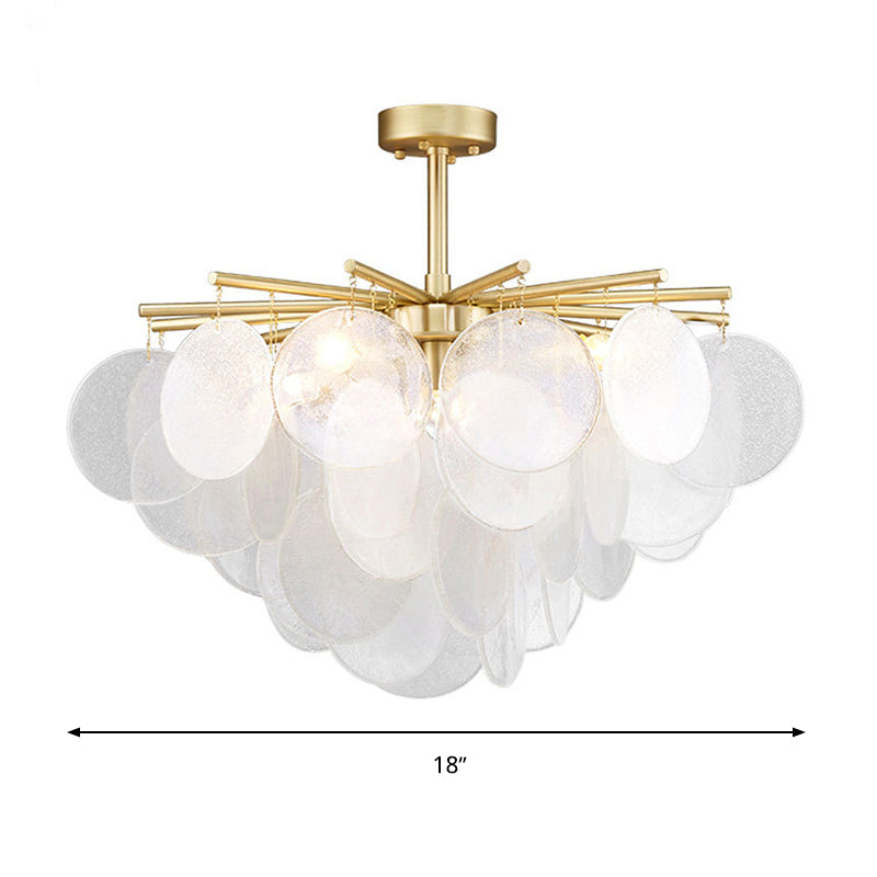 Tapered Living Room Semi Flush Light Fixture Seeded Crystal 4 Heads Postmodern Ceiling Lamp in Gold Clearhalo 'Ceiling Lights' 'Close To Ceiling Lights' 'Close to ceiling' 'Semi-flushmount' Lighting' 314089