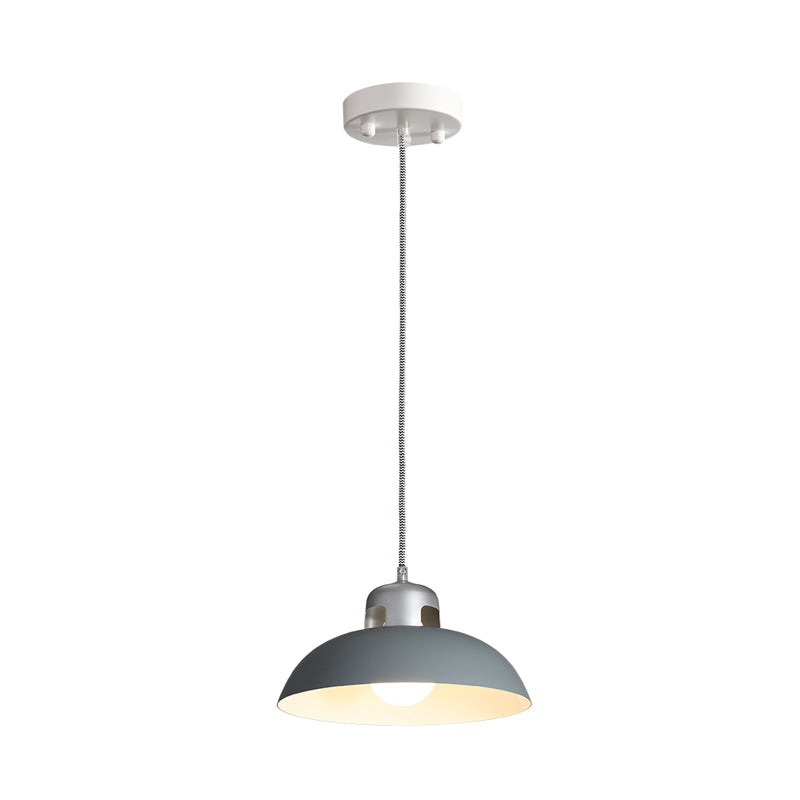 Metal Black/Grey/White Hanging Lamp Domed 1 Light Vintage Pendant Lighting for Dining Room Clearhalo 'Art Deco Pendants' 'Black' 'Cast Iron' 'Ceiling Lights' 'Ceramic' 'Crystal' 'Industrial Pendants' 'Industrial' 'Metal' 'Middle Century Pendants' 'Pendant Lights' 'Pendants' 'Rustic Pendants' 'Tiffany' Lighting' 314465