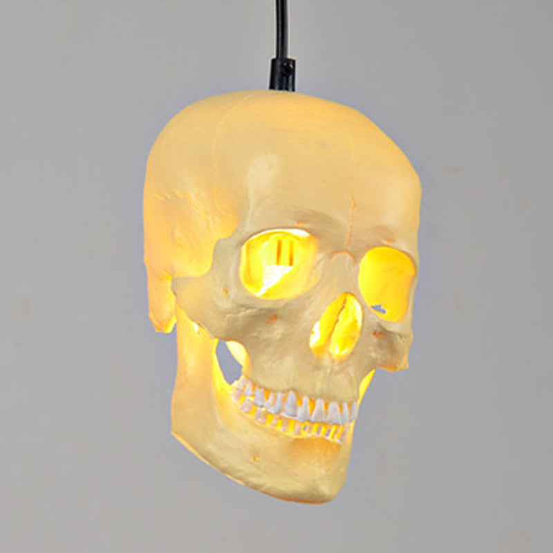 1 Light Pendant Lighting Farmhouse Skull Shaped Resin Hanging Light Kit in White Clearhalo 'Art Deco Pendants' 'Cast Iron' 'Ceiling Lights' 'Ceramic' 'Crystal' 'Industrial Pendants' 'Industrial' 'Metal' 'Middle Century Pendants' 'Pendant Lights' 'Pendants' 'Tiffany' Lighting' 314569