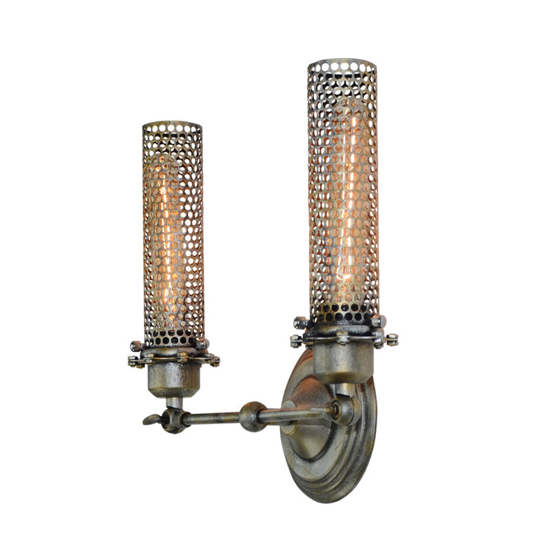 1/2 Lights Indoor Sconce Light Fixture Industrial Bronze Wall Lamp with Tube Metal Shade Clearhalo 'Art deco wall lights' 'Cast Iron' 'Glass' 'Industrial wall lights' 'Industrial' 'Middle century wall lights' 'Modern' 'Rustic wall lights' 'Tiffany' 'Traditional wall lights' 'Wall Lamps & Sconces' 'Wall Lights' Lighting' 314691