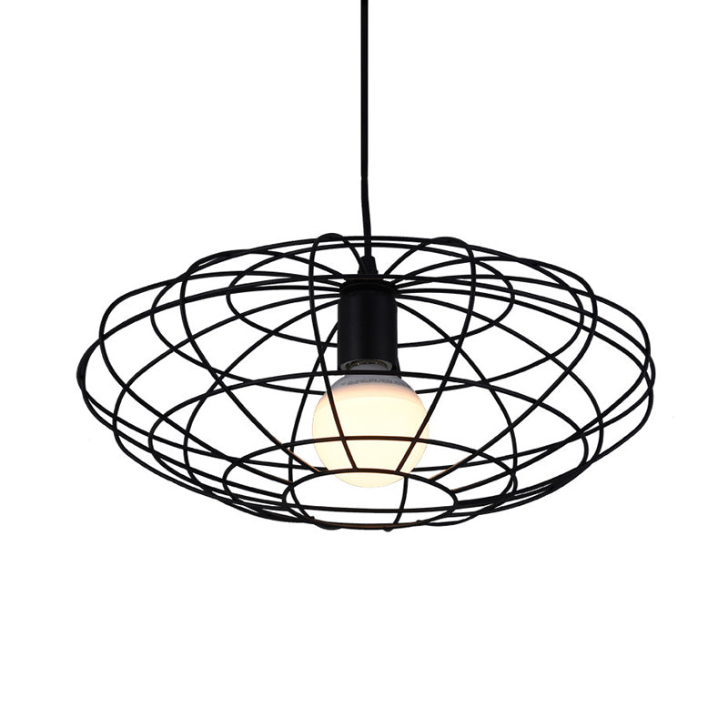 Black 1 Light Pendant Lighting Vintage Metal Oval Cage Ceiling Fixture for Living Room Clearhalo 'Art Deco Pendants' 'Black' 'Cast Iron' 'Ceiling Lights' 'Ceramic' 'Crystal' 'Industrial Pendants' 'Industrial' 'Metal' 'Middle Century Pendants' 'Pendant Lights' 'Pendants' 'Rustic Pendants' 'Tiffany' Lighting' 315039