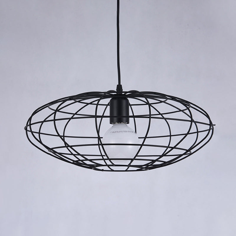 Black 1 Light Pendant Lighting Vintage Metal Oval Cage Ceiling Fixture for Living Room Clearhalo 'Art Deco Pendants' 'Black' 'Cast Iron' 'Ceiling Lights' 'Ceramic' 'Crystal' 'Industrial Pendants' 'Industrial' 'Metal' 'Middle Century Pendants' 'Pendant Lights' 'Pendants' 'Rustic Pendants' 'Tiffany' Lighting' 315040