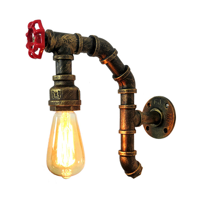 Metal Bare Bulb Wall Mounted Pipe Light Vintage 1 Light Dining Room Sconce in Aged Silver/Weathered Copper Antique Brass Clearhalo 'Art deco wall lights' 'Cast Iron' 'Glass' 'Industrial wall lights' 'Industrial' 'Middle century wall lights' 'Modern' 'Rustic wall lights' 'Tiffany' 'Traditional wall lights' 'Wall Lamps & Sconces' 'Wall Lights' Lighting' 315102