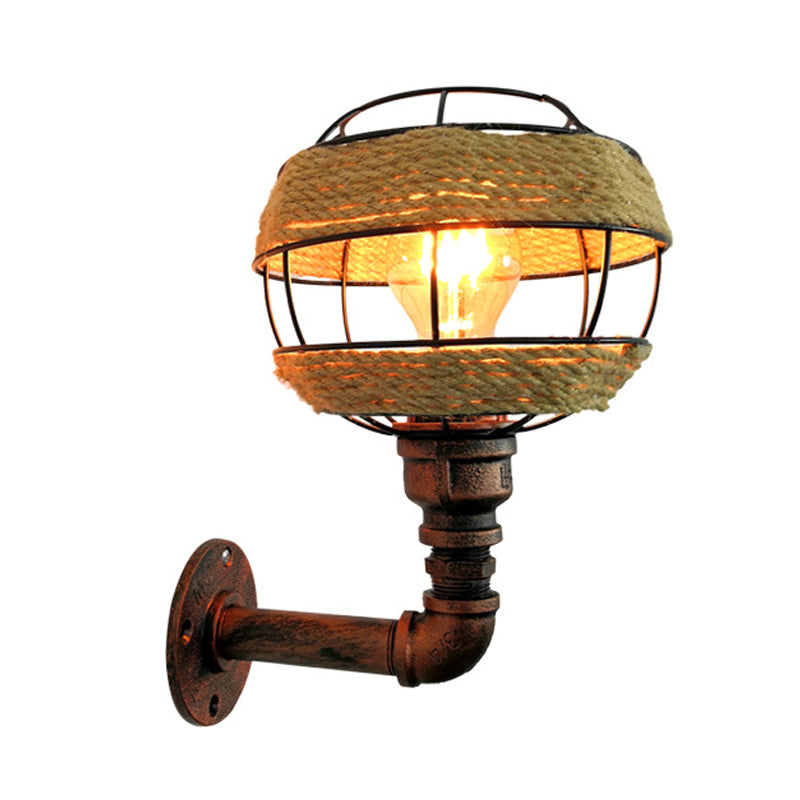 Globe Metal Sconce Industrial 1 Light Living Room Wall Lighting in Weathered Copper Clearhalo 'Art deco wall lights' 'Cast Iron' 'Glass' 'Industrial wall lights' 'Industrial' 'Middle century wall lights' 'Modern' 'Rustic wall lights' 'Tiffany' 'Traditional wall lights' 'Wall Lamps & Sconces' 'Wall Lights' Lighting' 315110