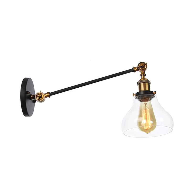 1 Light Indoor Lighting Fixture Farmhouse Black/Bronze/Brass Sconce with Pear Clear Glass Shade, 8