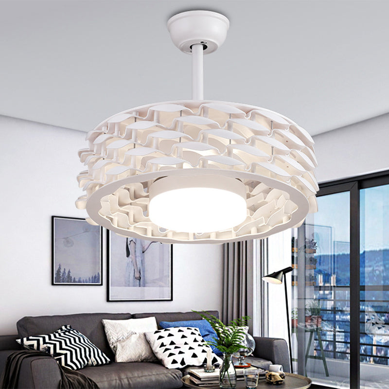 LED Circular Ceiling Fan Lighting Traditional White/Gold/Coffee Acrylic Semi Flush Mount Fixture for Living Room White Clearhalo 'Ceiling Fans with Lights' 'Ceiling Fans' Lighting' 315467