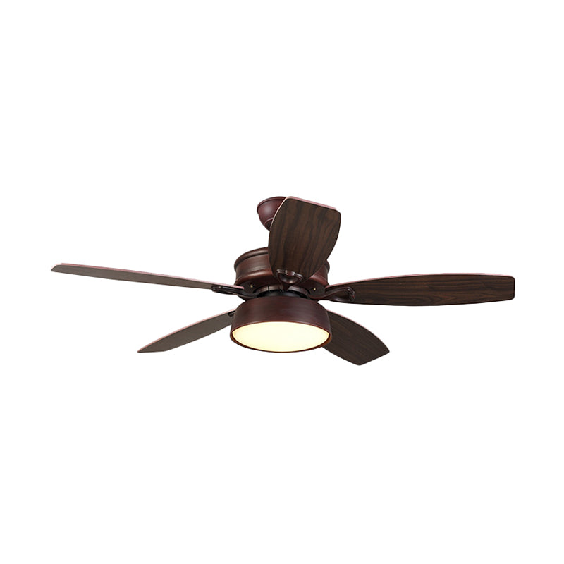 Dark Coffee LED Ceiling Fan Light Classic Style Metal Bowl Shaped Semi Flush Mount Fixture Clearhalo 'Ceiling Fans with Lights' 'Ceiling Fans' Lighting' 315476