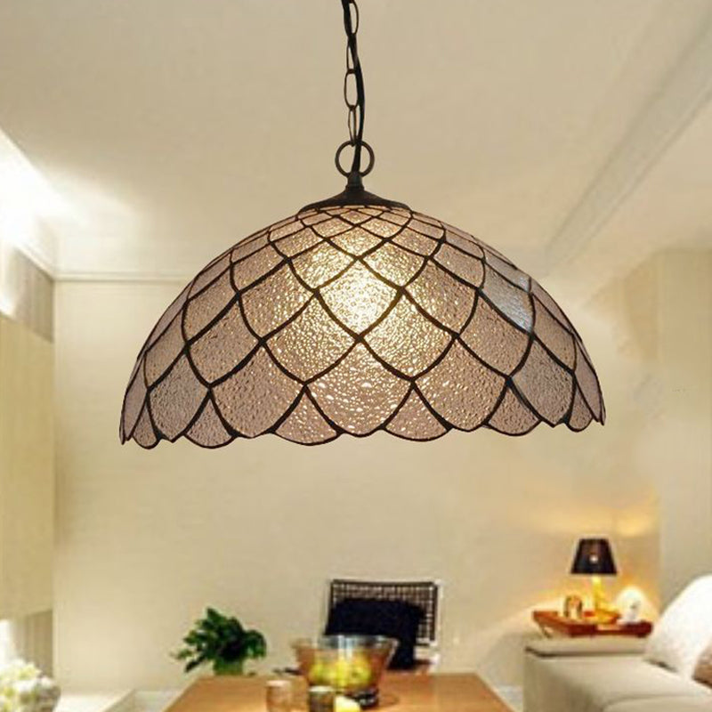 Black Domed Shade Ceiling Light Baroque 1 Light Silver Textured Glass Pendant Lighting Fixture Clearhalo 'Ceiling Lights' 'Glass shade' 'Glass' 'Industrial' 'Middle Century Pendants' 'Pendant Lights' 'Pendants' 'Tiffany close to ceiling' 'Tiffany Pendants' 'Tiffany' Lighting' 315995