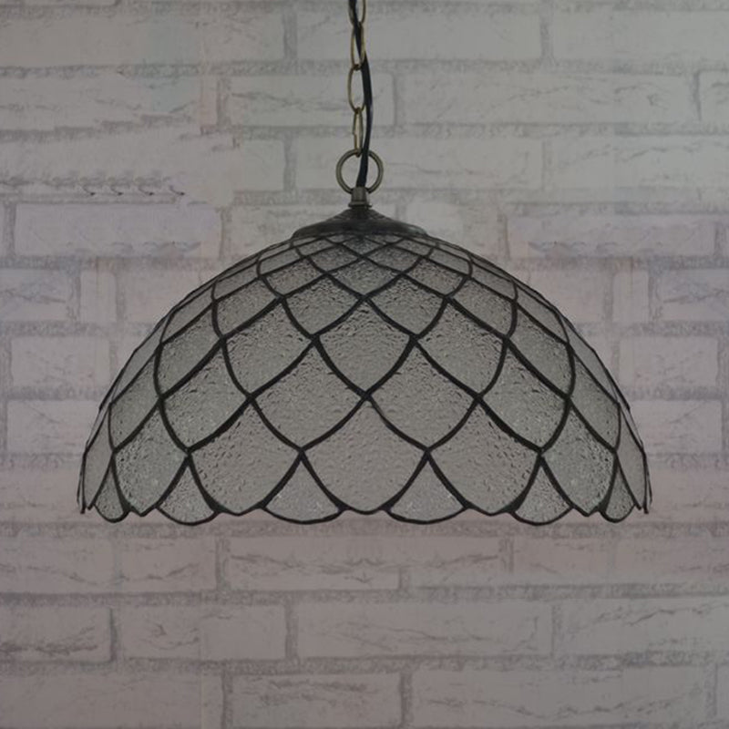 Black Domed Shade Ceiling Light Baroque 1 Light Silver Textured Glass Pendant Lighting Fixture Clearhalo 'Ceiling Lights' 'Glass shade' 'Glass' 'Industrial' 'Middle Century Pendants' 'Pendant Lights' 'Pendants' 'Tiffany close to ceiling' 'Tiffany Pendants' 'Tiffany' Lighting' 315997