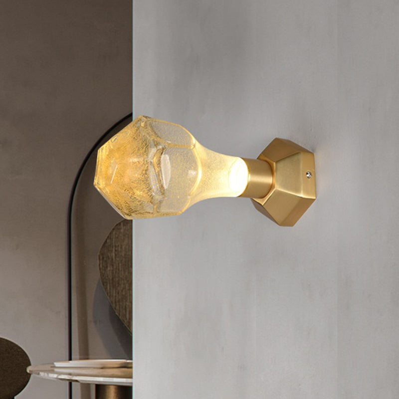 Traditionalism Geometric Wall Mount Lamp LED Bubble Glass Wall Sconce Light in Gold for Restaurant Clearhalo 'Wall Lamps & Sconces' 'Wall Lights' Lighting' 316701